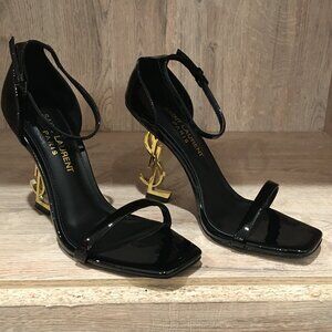 Saint Laurent YSL Opyum Black Snake Heel Sandals Size 37